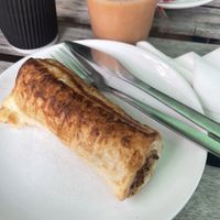 Picture is sausage rolls and big 5 smoothie  at The Kitchen @Whistable in Whitstable