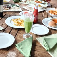 A sharing number of dishes. at The River Café in Nairobi