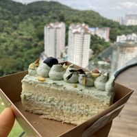 Pistachio cake. Delightful  #Veganuary at Six Spring Vegetarian Cafe in Penang