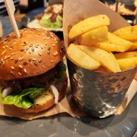 Mushroom burger and chips 🍔🍟 at The Duke Of Devonshire in Eastbourne