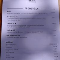 Breakfast menu at Café Warenannahme  in Hannover