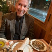 Felafel, and eggplant dish at Moustache in New York City