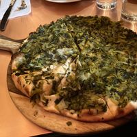 Vegan leek pitza at Moustache in New York City