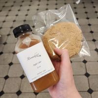 Vegan snickerdoodle cookie and apple cider! at Roseadela's in Salem