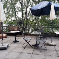 Seating on terrace at Bioladen Eichblatt in Basel