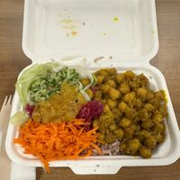Chickpea curry box   at Joy's Caribbean Fusion in South East London