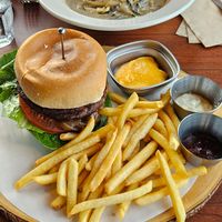 Cheese burger and Bracken cream pasta at Avec in Jeju