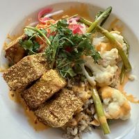 Tofu was so yummy! Wild rice while in Minnesota is a must!   at Zeitgeist Restaurant & Bar in Duluth