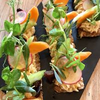 Apricot hummus  at Wild Food Cafe in London