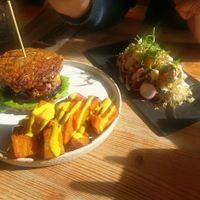 don't come if you are hungry. see my hand next to it... at Wild Food Cafe in London