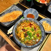 ramen with tofu and battered sweet potato at Kineya Mugimaru in Cambridge