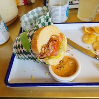 Mushroom po’boy half  at Golden Goods Sandwich & Bake Shop in Hood River