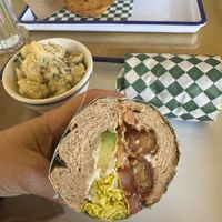 T-BLAT with side of tahini potato saladd  at Golden Goods Sandwich & Bake Shop in Hood River