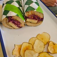 Ban Mi Sandwich and homemade potato chips at Golden Goods Sandwich & Bake Shop in Hood River