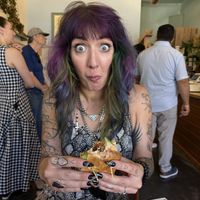 Bae loves the breakfast sando   at Golden Goods Sandwich & Bake Shop in Hood River