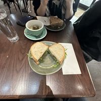 Sandwich cut in half   at Photo Book Café in London