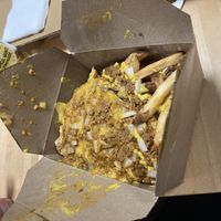 “Garbage plate"; this is a vegan version of a signature Rochester dish--it looks ugly, but tastes good. at Squatcho's in Rochester