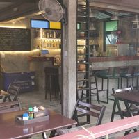 The bar & seating at Habitat Bar & Veg Restaurant in Koh Lanta