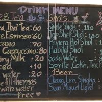 Drinks menu at Habitat Bar & Veg Restaurant in Koh Lanta