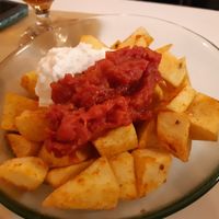 Patatas bravas with vegan mayo at Anita Giro in Valencia