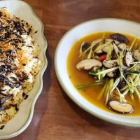 Seaweed fried rice / Lemongrass shitake mushroom stir fry at Tiệm Chay Hoa Đà in Da Nang