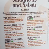 Part of the menu at Twyfords Cafe in Beccles