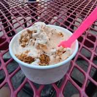 Orange Biscoff after a few bites at Fairway Creamery in Fairway