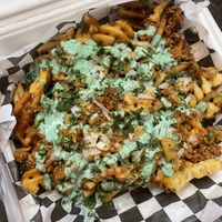 Waffle fries for takeout is a mistake IMO. Fries were soggy after transit in to-go container. Highly recommend only ordering for dine in    at The Dirty V in Apex