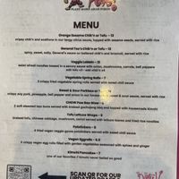 One side of the menu   at The Dirty V in Apex