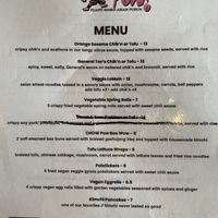 Asian Fusion menu April 2024  at The Dirty V in Apex