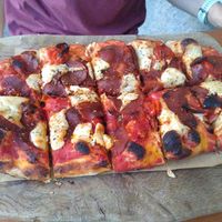 Pizza salami at Pizzeria Piccola in Ljubljana