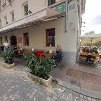 Cute street terrace at Pizzeria Piccola in Ljubljana