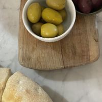 Pizza bread with olives (made vegan on request)  at Pizzeria Piccola in Ljubljana