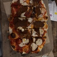 Vegan salami pizza at Pizzeria Piccola in Ljubljana