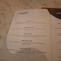 Vegan menu at Pizzeria Piccola in Ljubljana