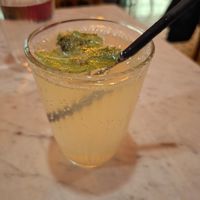 Homemade fizzy mint lemonade at Pizzeria Piccola in Ljubljana