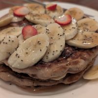 Banana maple pancakes  at Mavi Cafe in Udaipur