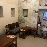 Cozy seating area in back  at Mavi Cafe in Udaipur