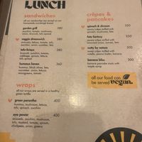 Lunch menu  at Mavi Cafe in Udaipur