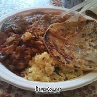 Veggie Plate of vegan curry. (Parantha may just be vegetarian.) at India Bazaar Madras Curry in Honolulu
