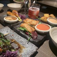 Jackfruit Skewers, spring rolls, “cheese” balls   at Citta Vegan Izakaya in Hamburg