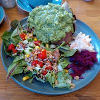 Jacket potato with minted mushy peas  at Prosper in Ely