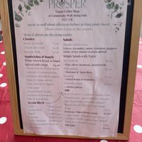 Menu   at Prosper in Ely