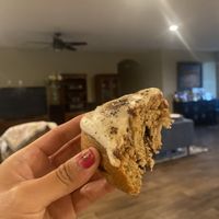 Irish Cream Cinnamon Roll Enjoyed at Home (A Little Too Dense IMO)  at Cosmic Bakery  in Upland