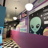 Waiting area. UFO  at Cosmic Bakery  in Upland