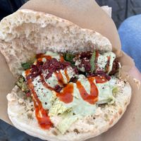 Grüne Sauce Falafel Sandwich  at Rashcook Falafel in Frankfurt