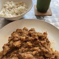 Tof’dodo and green juice    at Afro Vegana Foods in San Juan