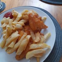 Ordered takeaway and served up where we were staying at Papa's Fish and Chips in Whitby