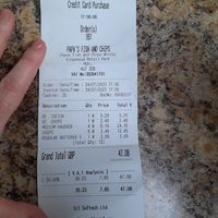 Others in the family had fish but can clearly see GF tofish labelled on the receipt at Papa's Fish and Chips in Whitby