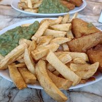 Tofish and chips at Papa's Fish and Chips in Whitby